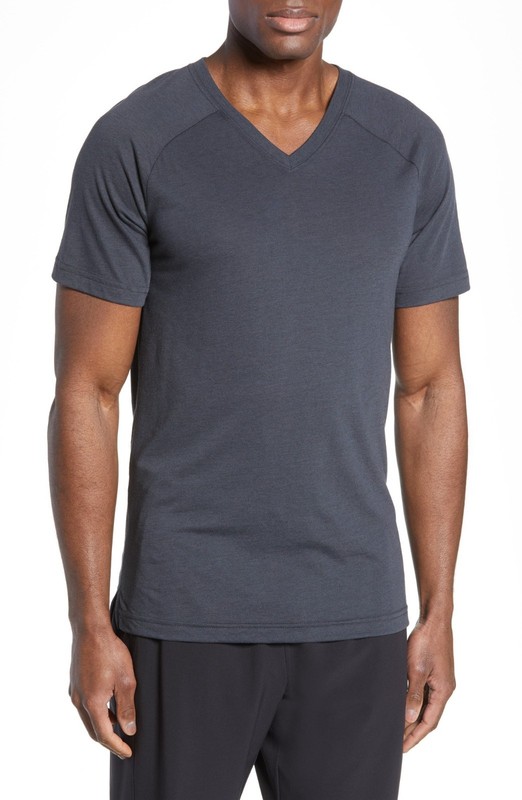 Alo Triumph T-Shirt Men's 2XL XXL Dark Gray Raglan V-Neck Triblend Gym NWT $58 gallery