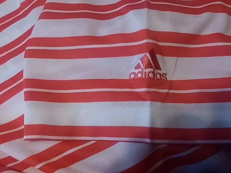 Adidas Golf Polo Collar Men Shirt Red White Stripe(SP3008F2)SIZE MEDIUM NWT $50 gallery