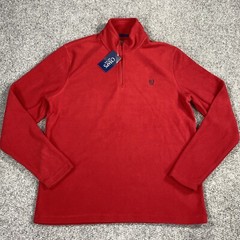 Chaps Mens Fleece 1/4 Zip Pullover Long Sleeve Red Size Large
