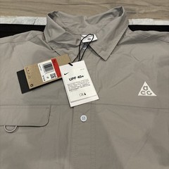 Nike ACG Large Orb Weaver UV Repel Grey Short Sleeve Shirt HJ2883-009 NWT $110