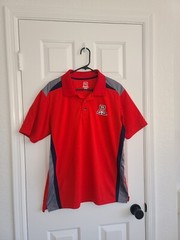 Mens L Red Blue ProEdge by Knights Apparel Short Sleeves Polo Shirt preowned