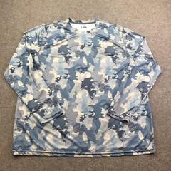 Nautica Shirt Mens 2XL Blue Camo Long Sleeve Angler Fishing Top Performance