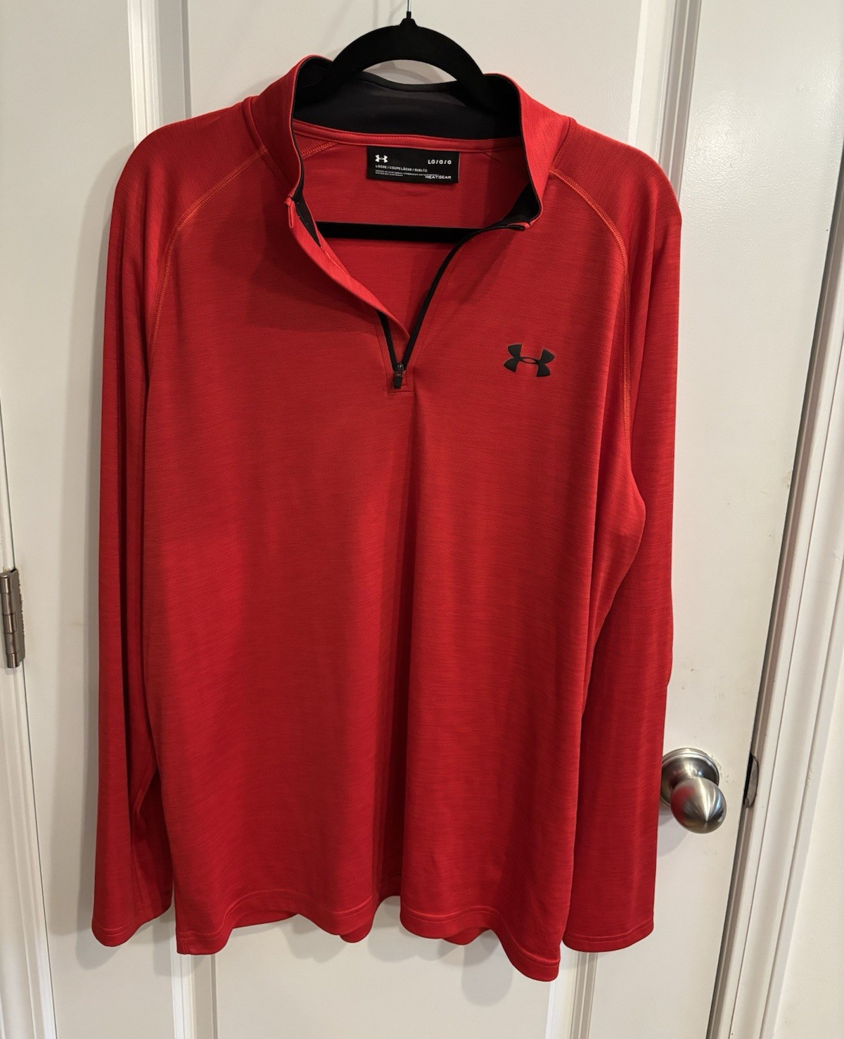 Under Armour HeatGear Men’s 1/4 Zip Mock Neck Pullover L Red/Black Loose gallery