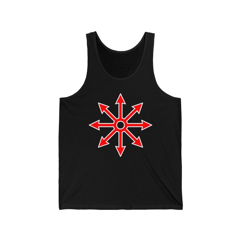 Red Chaos Star Tank Top | Occult Symbol Graphic Print Shirt Design gallery
