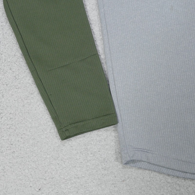Under Armour Waffle Knit Shirt Men Medium LOOSE Green Gray Long Sleeve Heatgear gallery