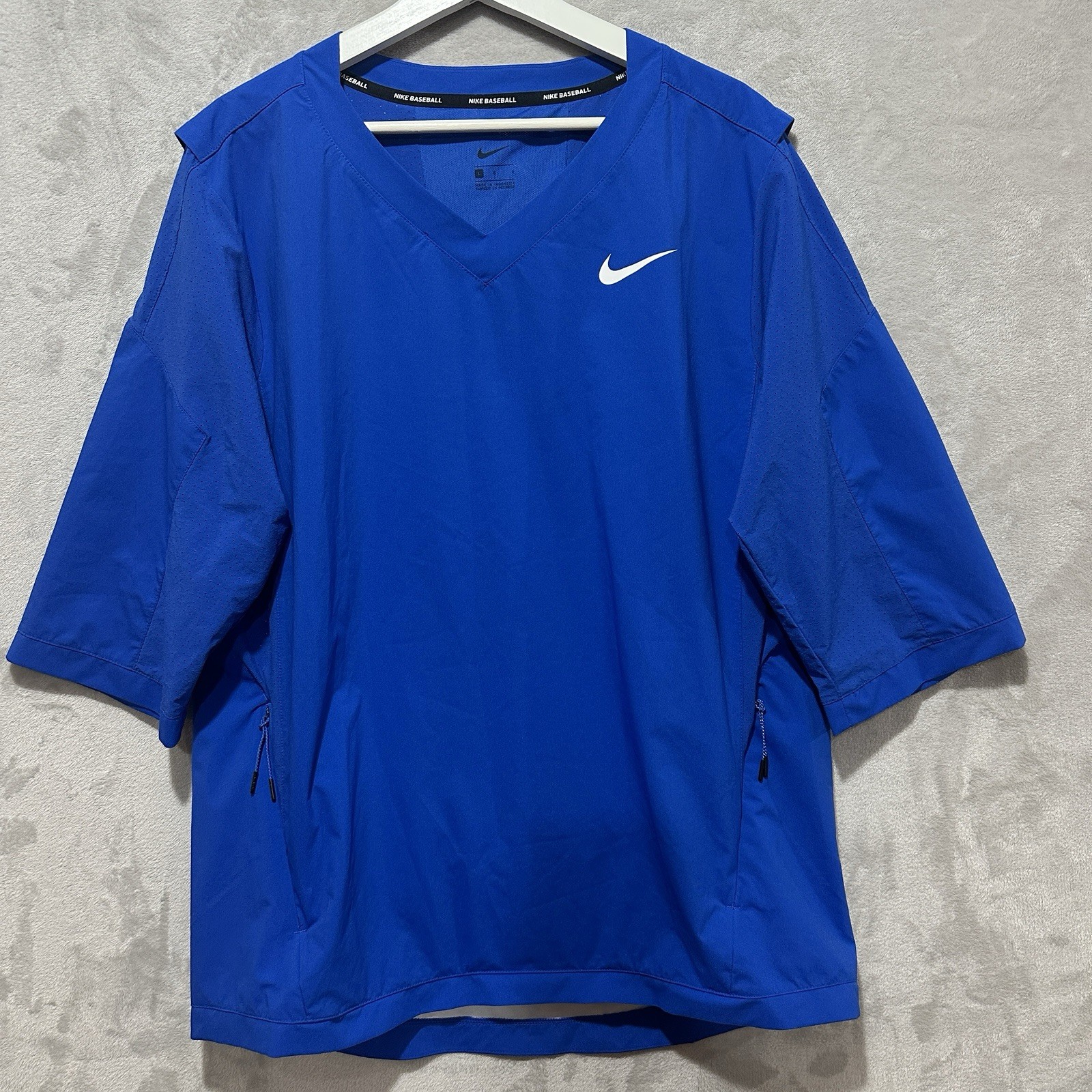 Nike Baseball Hot Training Jacket Men's L Blue V-Neck 3/4 Sleeves Lightweight gallery