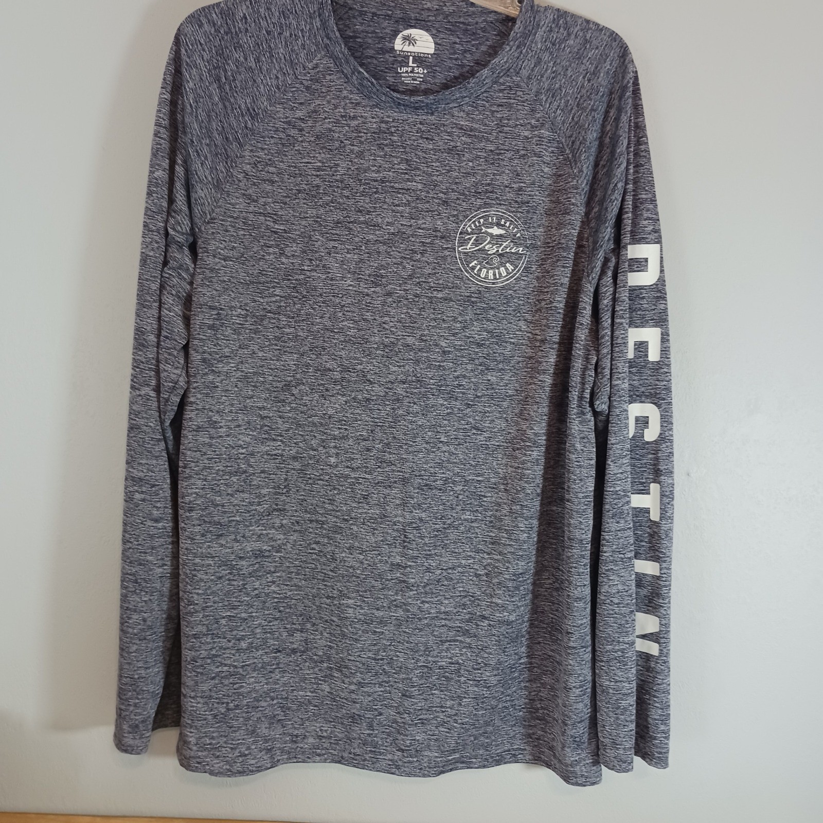 Sunsations Performance Shirt Mens Large Blue Excellent Destin Florida UPF 50+ gallery