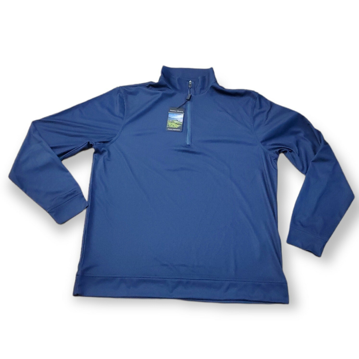 Pebble Beach Dark Blue Performance 1/4 Pullover Long Sleeve Blue Medium gallery