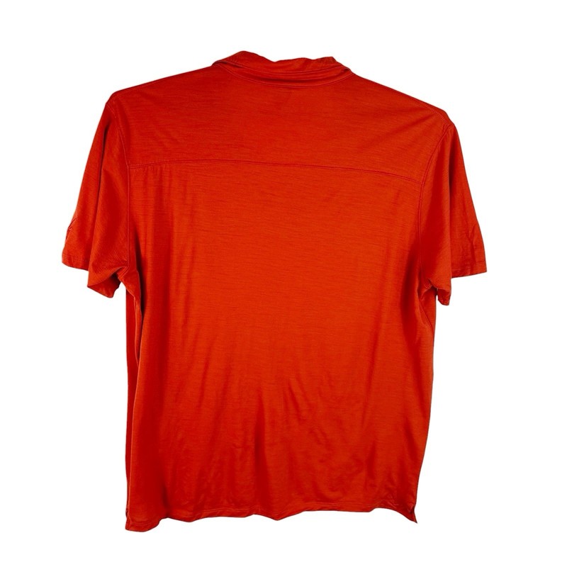 Ibex Men's XL Buttonless Pullover Performance Merino Bld Polo Shirt Orange EUC gallery