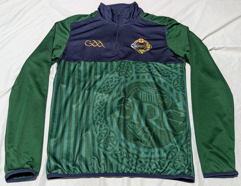 GAE Gaelic Athletic Association Landsdowne EIRE Quarter Zip Athletic Shirt Med M
