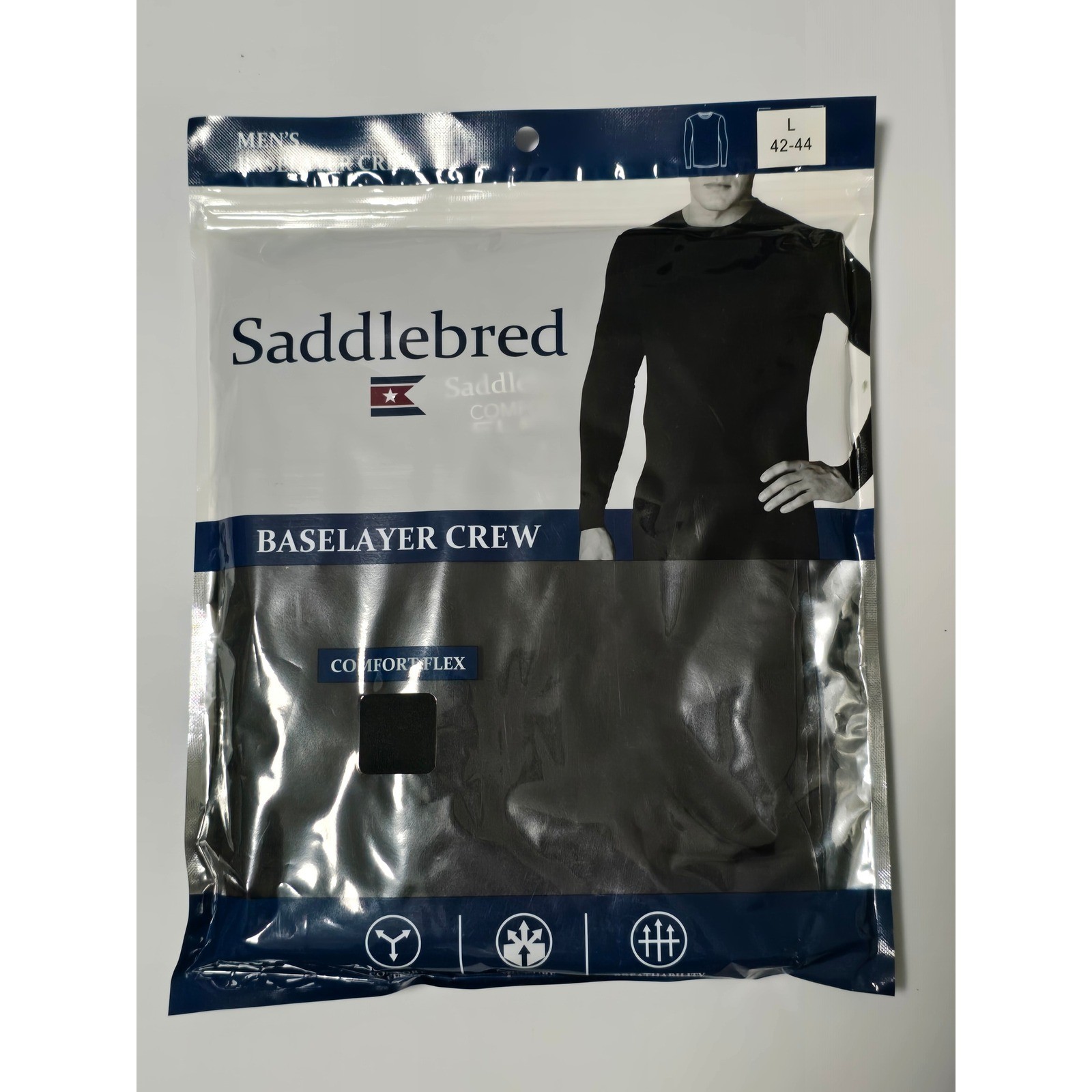 Saddlebred Men Baselayer Crew Neck Long Sleeve Comfort Flex Black Top SZ L (N) gallery