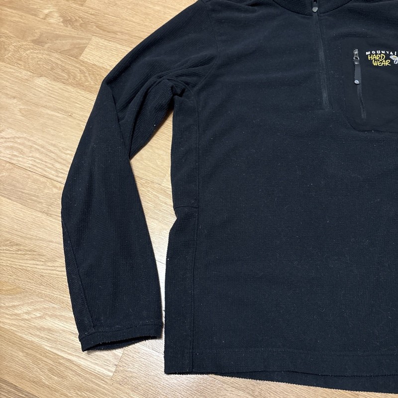 Mountain Hardwear 1/2 Zip Pullover Mens Large Black Fleece Waffle Knit Sweater gallery