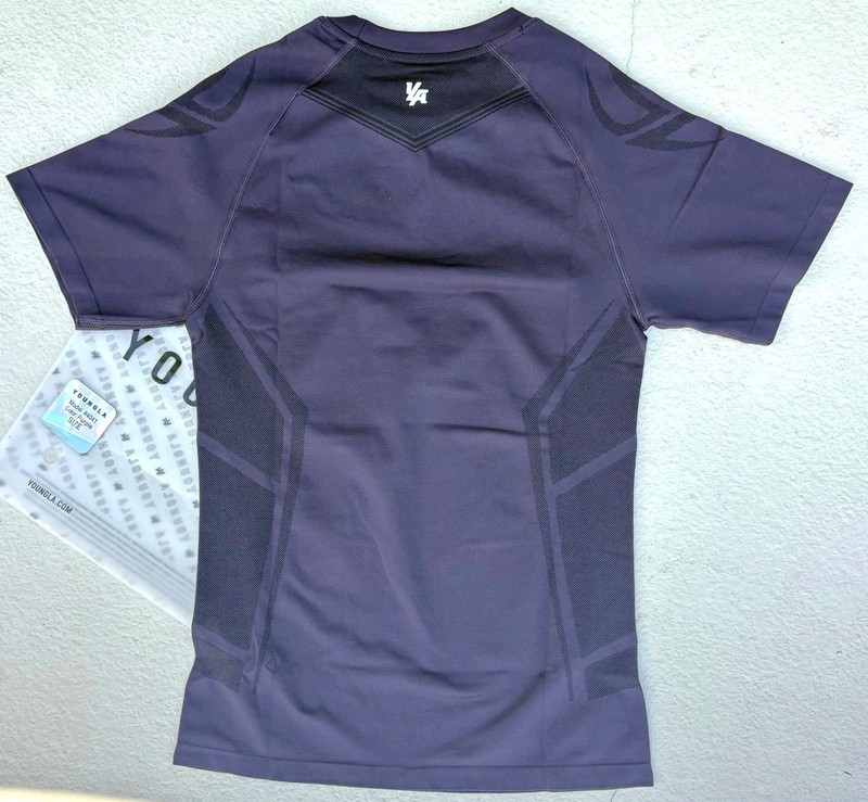 YOUNGLA YLA 'Warrior 4041' Men's Compression SS Muscle T-Shirt M Purple **NIB** gallery