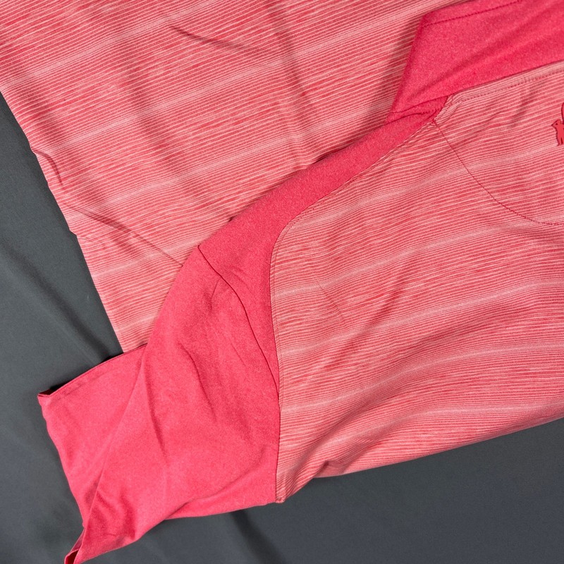 Johnnie-O Golf Pullover Bert 1/4 Zip XXL Pink Striped Polyester NWT MSRP $118 gallery