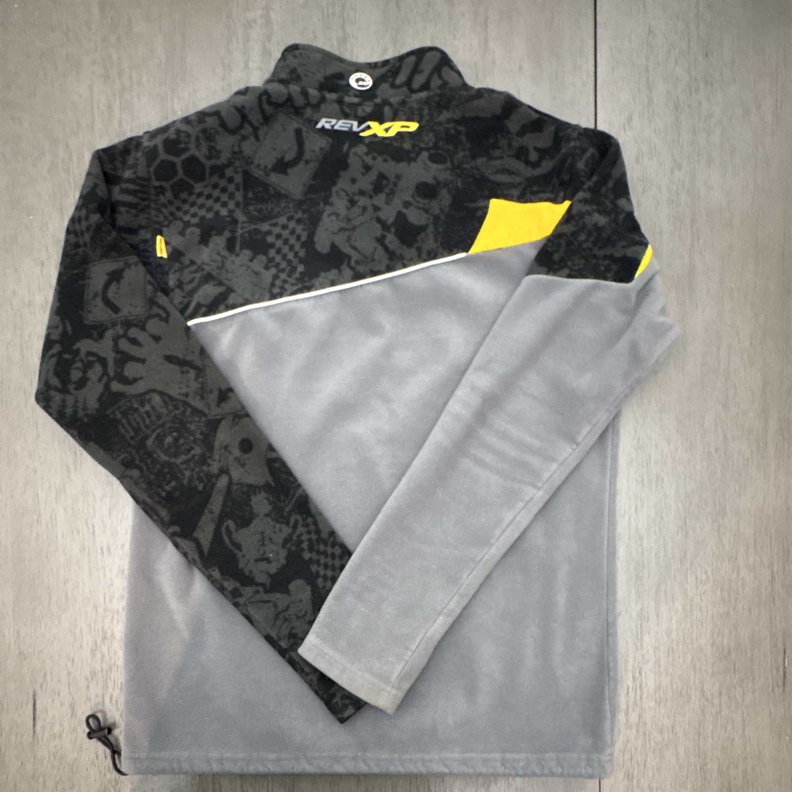 BRP Ski-Doo REV-XP Fleece Pullover 1/4 Zip Mock Neck Gray/Black/Yellow 14-16 gallery