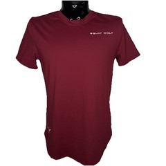 SQUAT WOLF Workout Shirt Mens Large Maroon Tee Moisture Wicking Gym Training