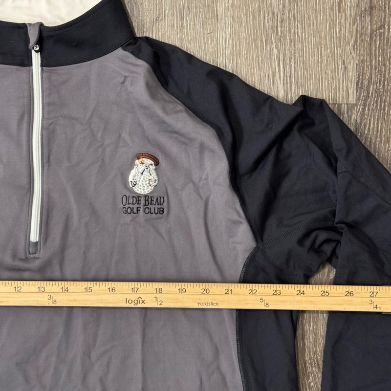 FootJoy Quarter Zip Pullover Mens XL Grey Black Olde Beau Golf Club Logo gallery