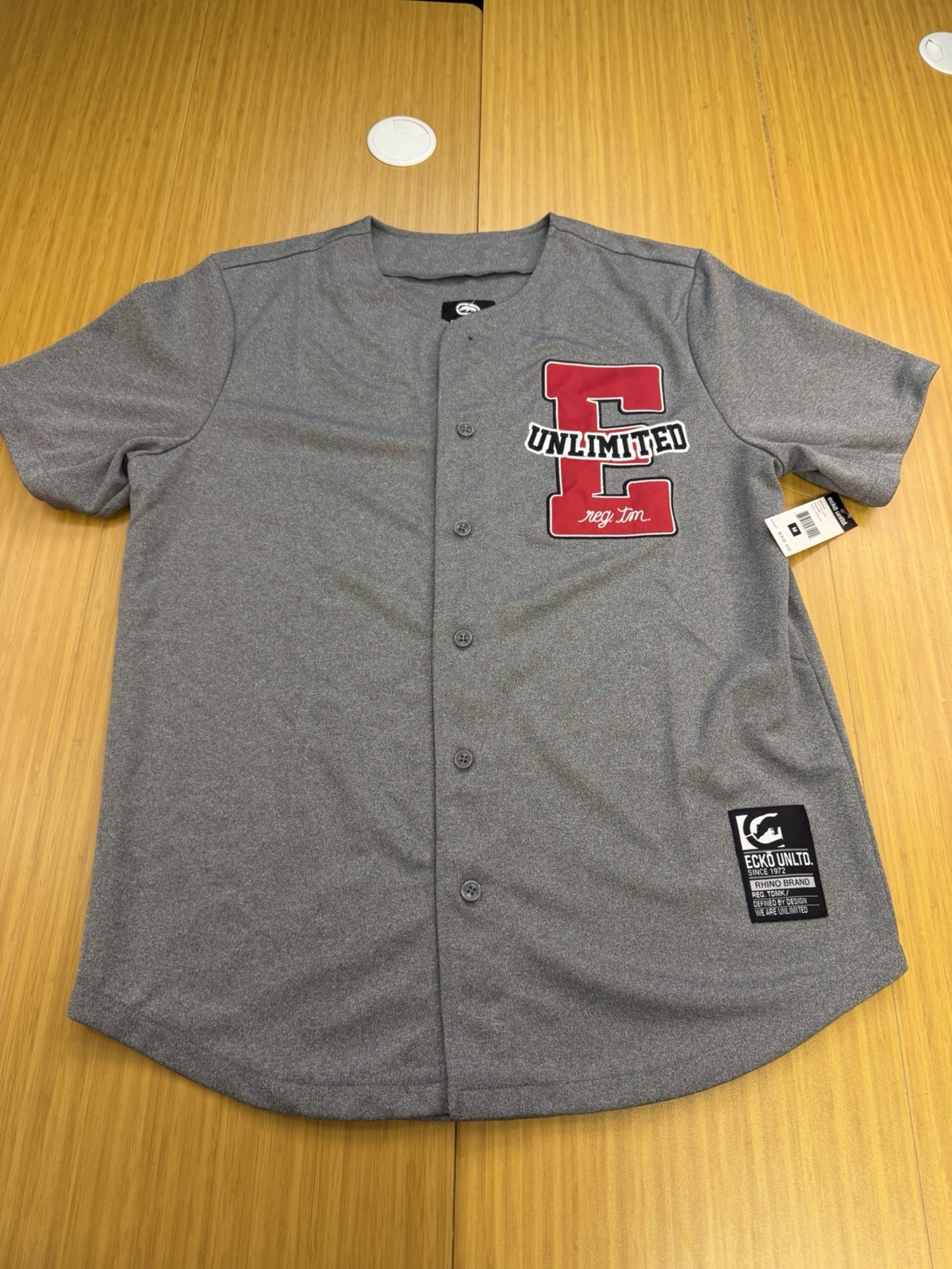 New Mens Marc Ecko Unlimited Baseball Style Jersey Size Medium NWT Gray gallery