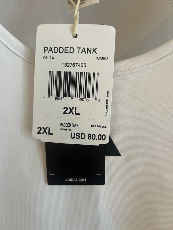 Adidas Padded Tank Top - Men’s 2XL - White Compression - Retails $80 - NWT gallery
