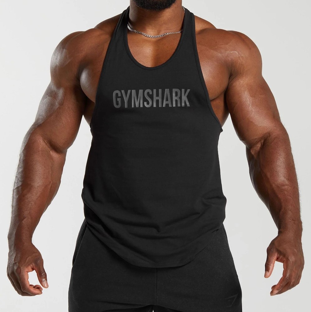 GYMSHARK Fitness 'Apollo Logo Stringer' Stretch Workout / Train Tank Blk S *NWT*