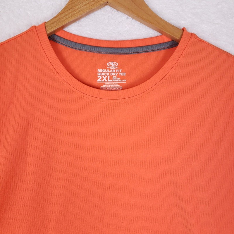 Athletic Works T Shirt Mens 2XL Regular Fit Quick Dry Performance Orange Paprika gallery