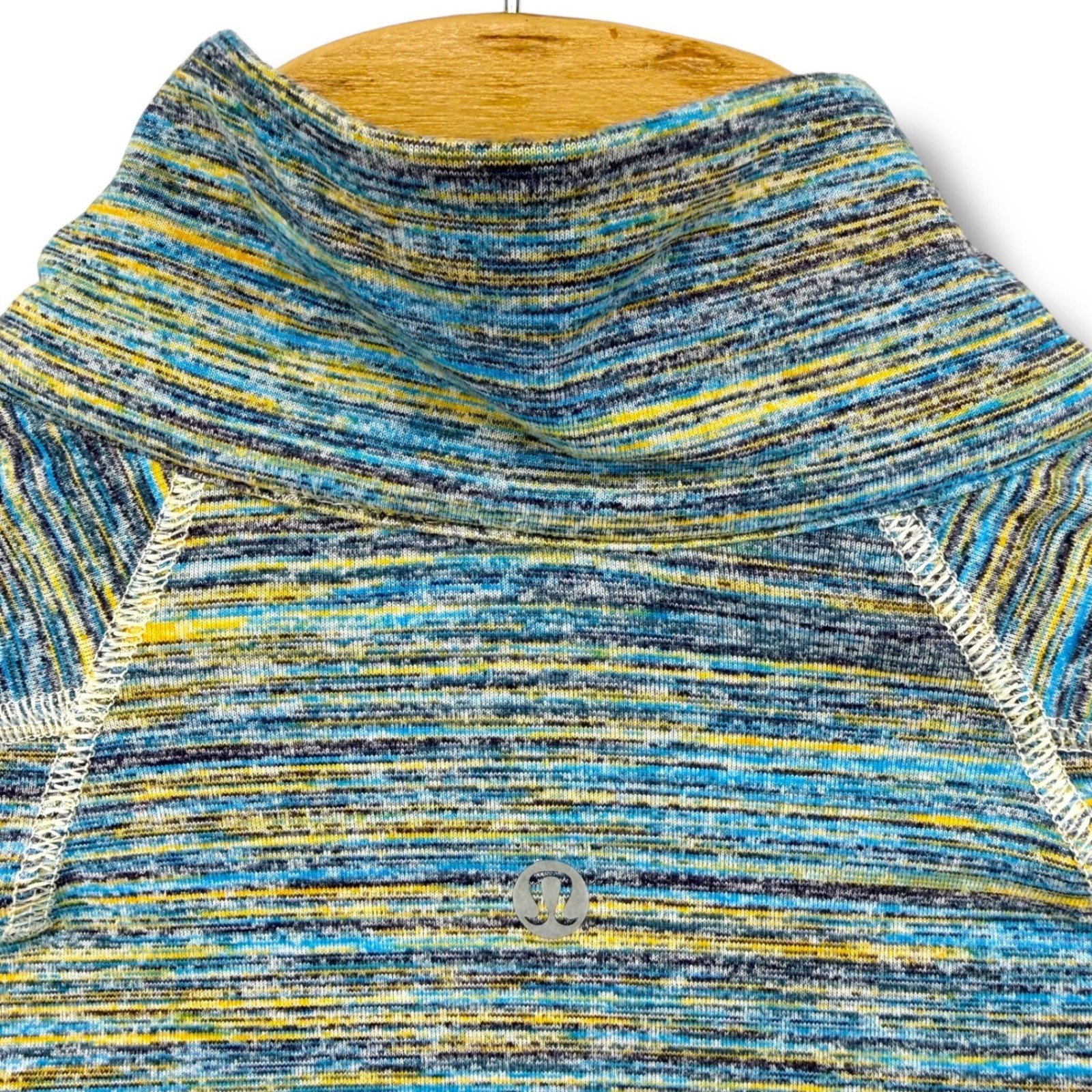 Lululemon Men's Multi Color Striped Quarter Zip Long Sleeve Athletic Top Large gallery