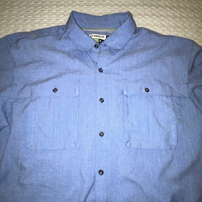 Magellan Outdoors Men Blue Long Sleeve Shirt XL Angler Fit Mag Wick Elbow Stain gallery