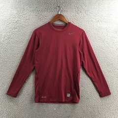 Nike Pro Compression Shirt Mens L Performance Dri Fit Long Sleeve Burgundy