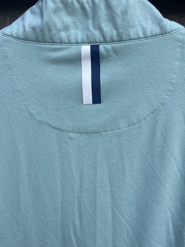 Rhoback Men’s Performance Quarter Zip Pullover Light Blue Heather Dog Logo Golf gallery