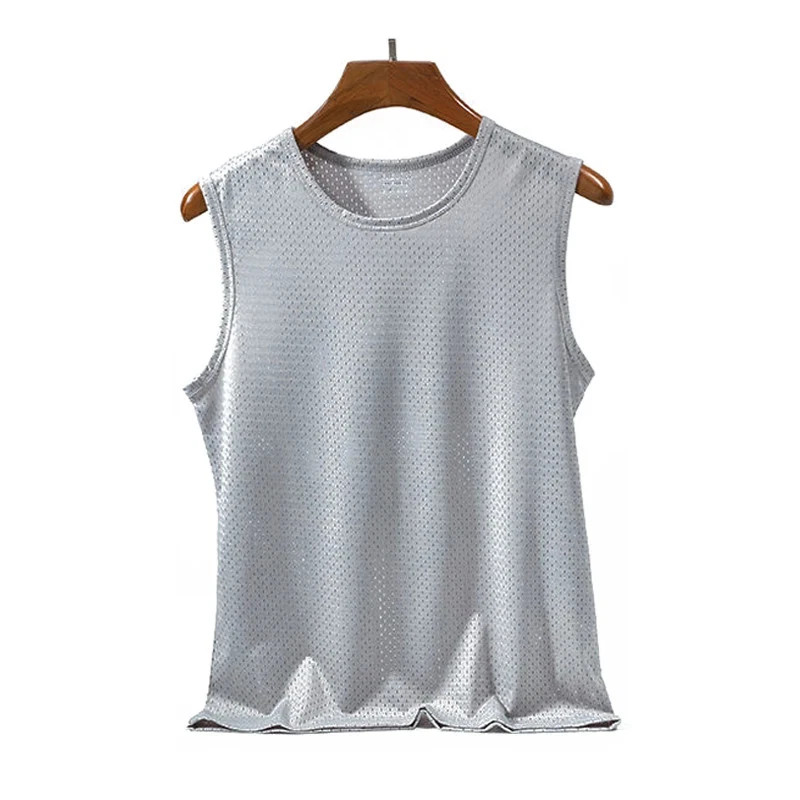 Men's Ice Silk Mesh Tank Tops Gym Stringer Transparent Bodybuilding gallery