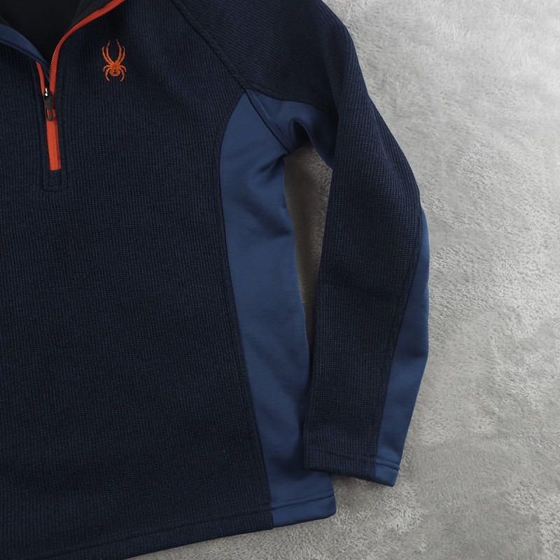 Spyder Pullover Mens Medium Navy Blue 1/4 Zip Fleece Performance Ski Outdoor gallery