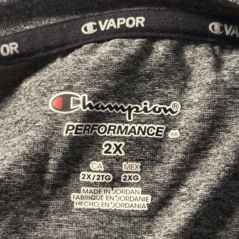 Champion Vapor Shirt Men’s Gray Short Sleeve Performance Top Size 2XL Good+ gallery
