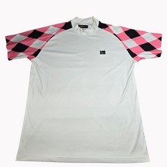Loudmouth Golf Large Mens Mock Neck Shirt White Pink Black Performance Top