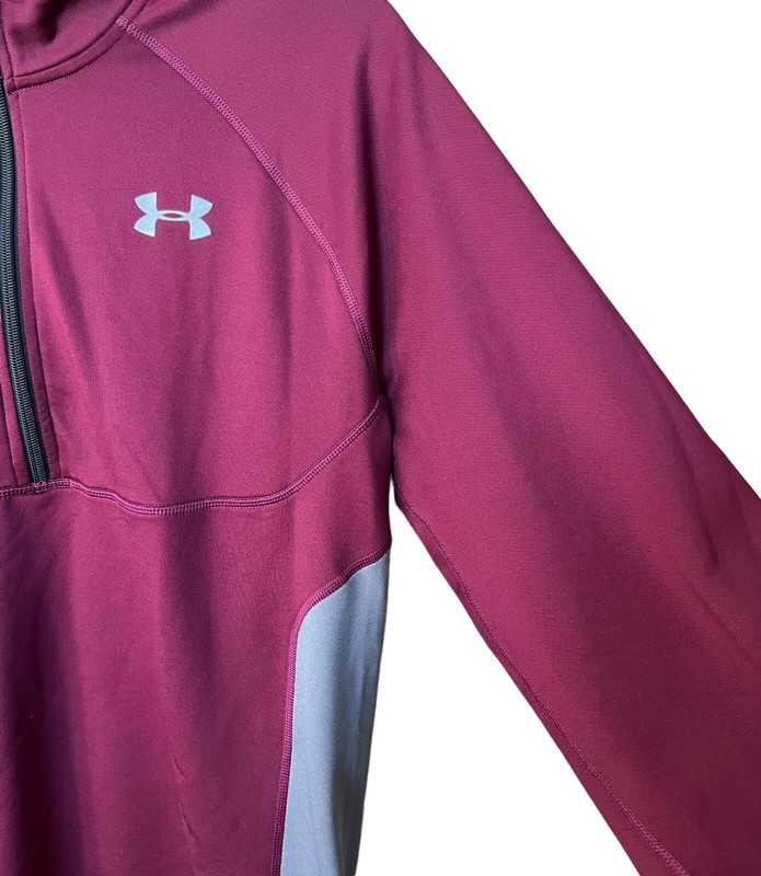 Under Armour Pullover Adult Large Maroon Gray 1/4 Zip Mock Neck Athleisure Gym gallery