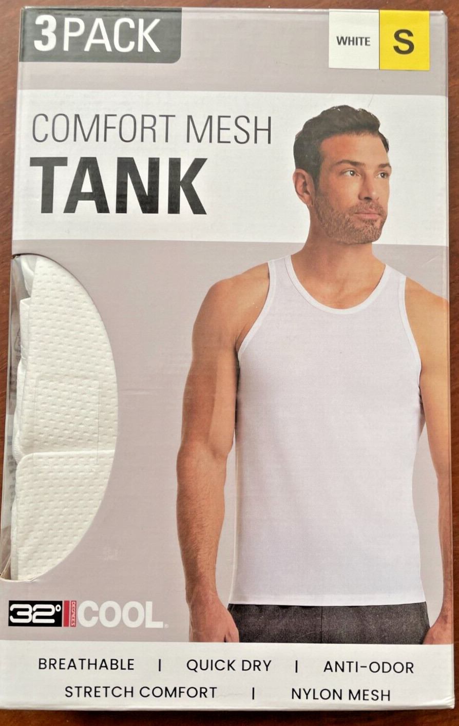 3-Pack 32 Degrees Cool Comfort Mesh Tank, Men's 34-36 M White, NEW gallery