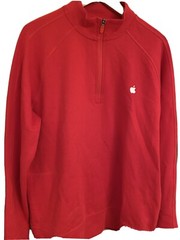 Apple Store Red 1/4 Zip Mens Pull Over With Side Zipper