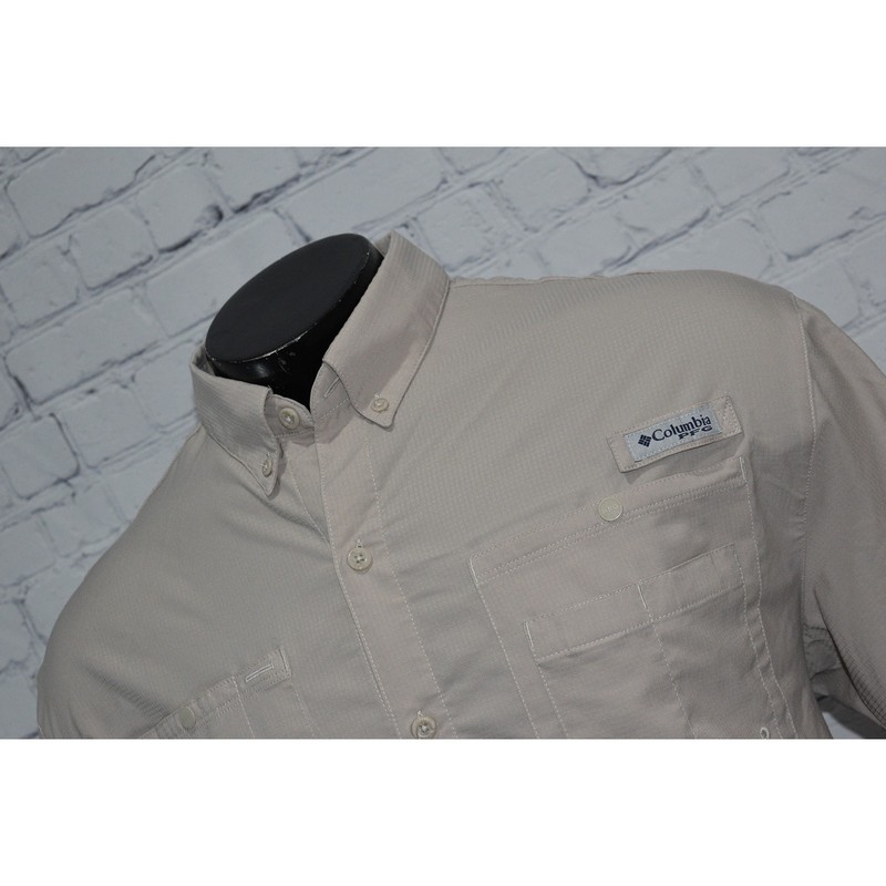 Columbia Mens Size XL PFG Performance Fishing Gear Shirt Vented Tan Polyester gallery