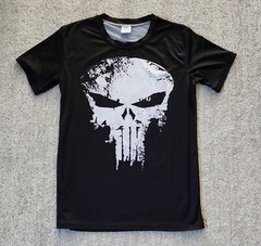 Tunsechy The Punisher Skull Sublimation Print Soft T-Shirt (YOUTH L)