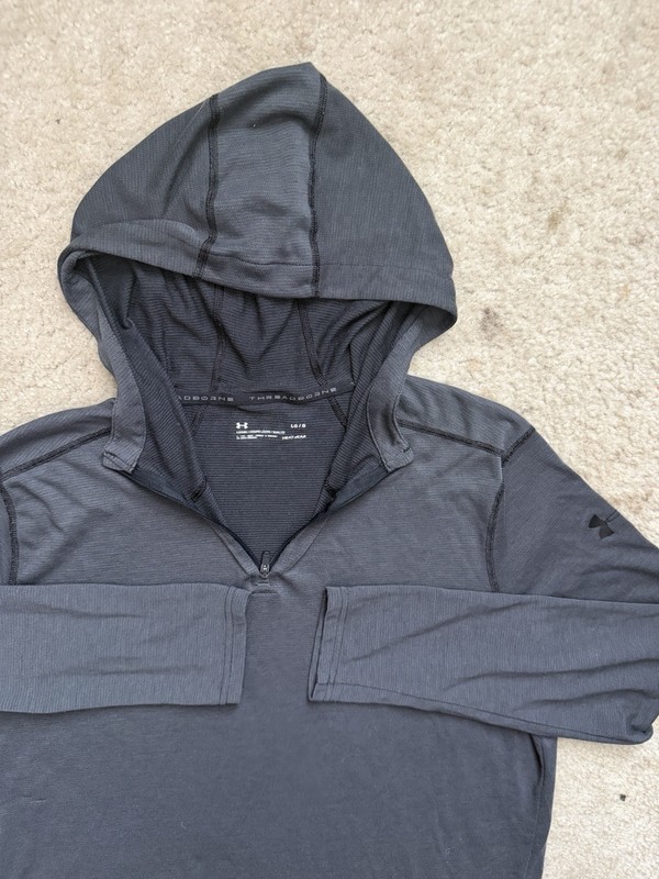 3 Lot Under Armour Threadborne Mens L Hood Shirt Project Rock Shorts Fossil Bag gallery