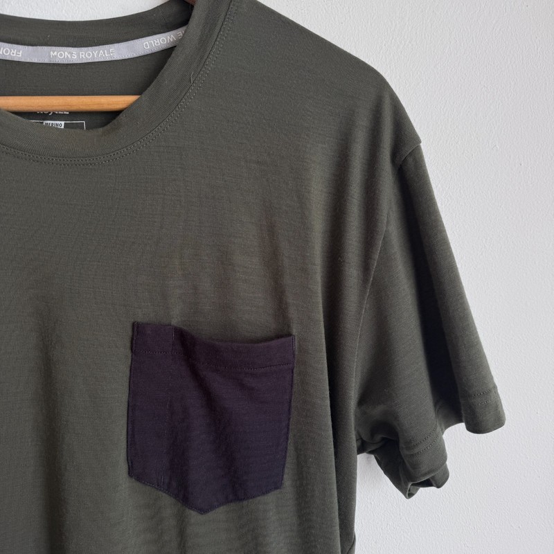 Mons Royale Harvey Pocket T-Shirt Merino Wool Mens L gallery