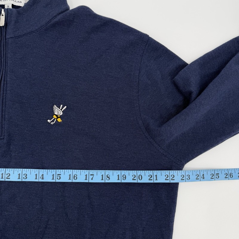 Peter Millar Sweater Mens Medium Winged Foot Golf Club 1/4 Zip Pullover Stretch gallery