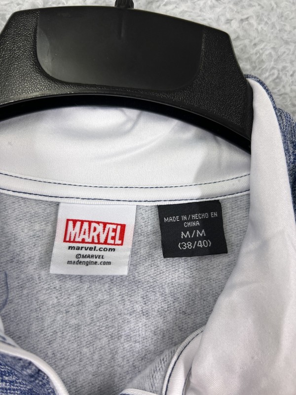 Captain America Sweater Mens Medium Blue Marvel 1/4 Zip Polyester Mock Neck gallery