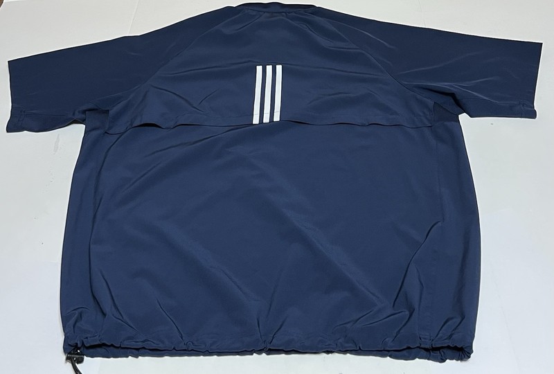 Adidas Batting Jacket Mens Large Blue Triple Stripe Short Sleeve Windbreaker gallery