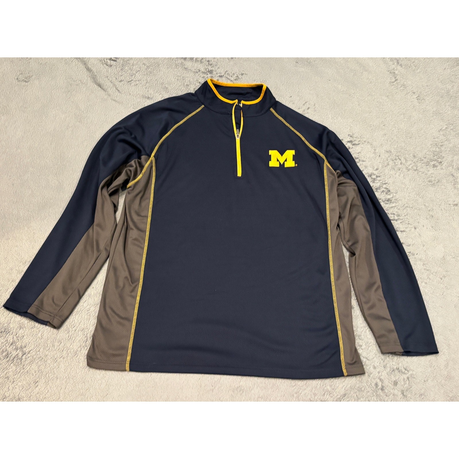 Profile Michigan Wolverines 1/4 Zip Pullover Mens 2XLT Navy Blue Big & Tall NCAA gallery