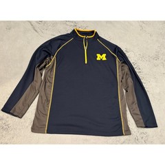 Profile Michigan Wolverines 1/4 Zip Pullover Mens 2XLT Navy Blue Big & Tall NCAA