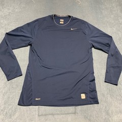 Nike Pro Dri-Fit Training Shirt Mens L Navy Swoosh Logo Athleisure Performance