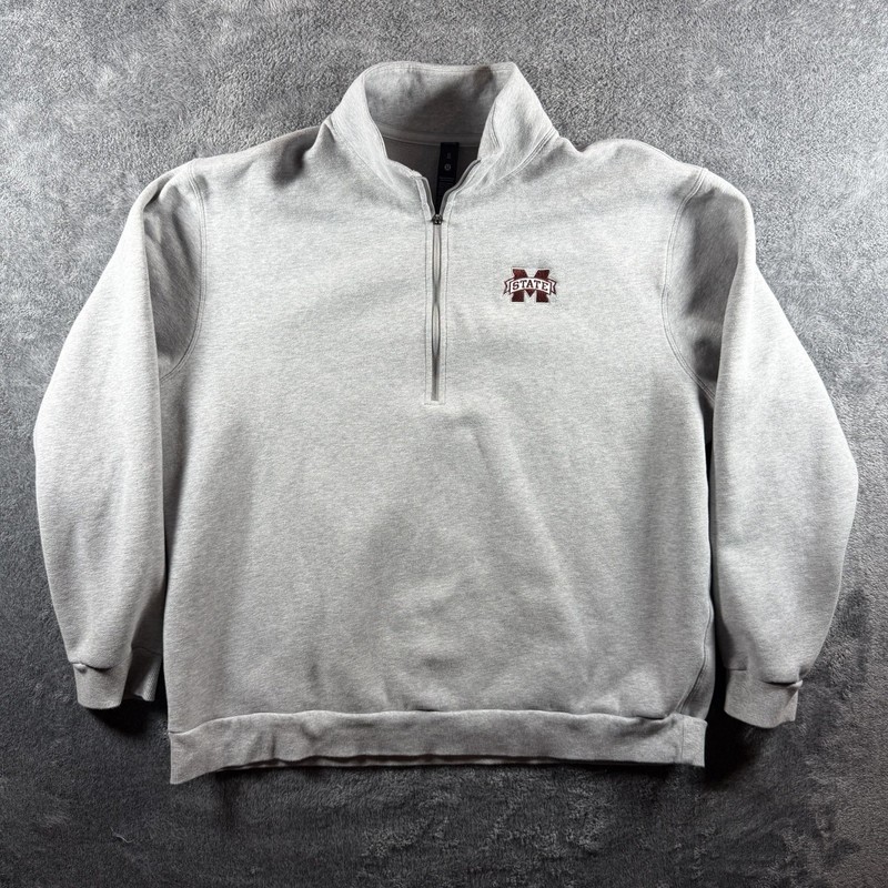 Lululemon Mississippi State Pullover Men’s XL Gray Solid Steady 1/4 Zip Fleece gallery