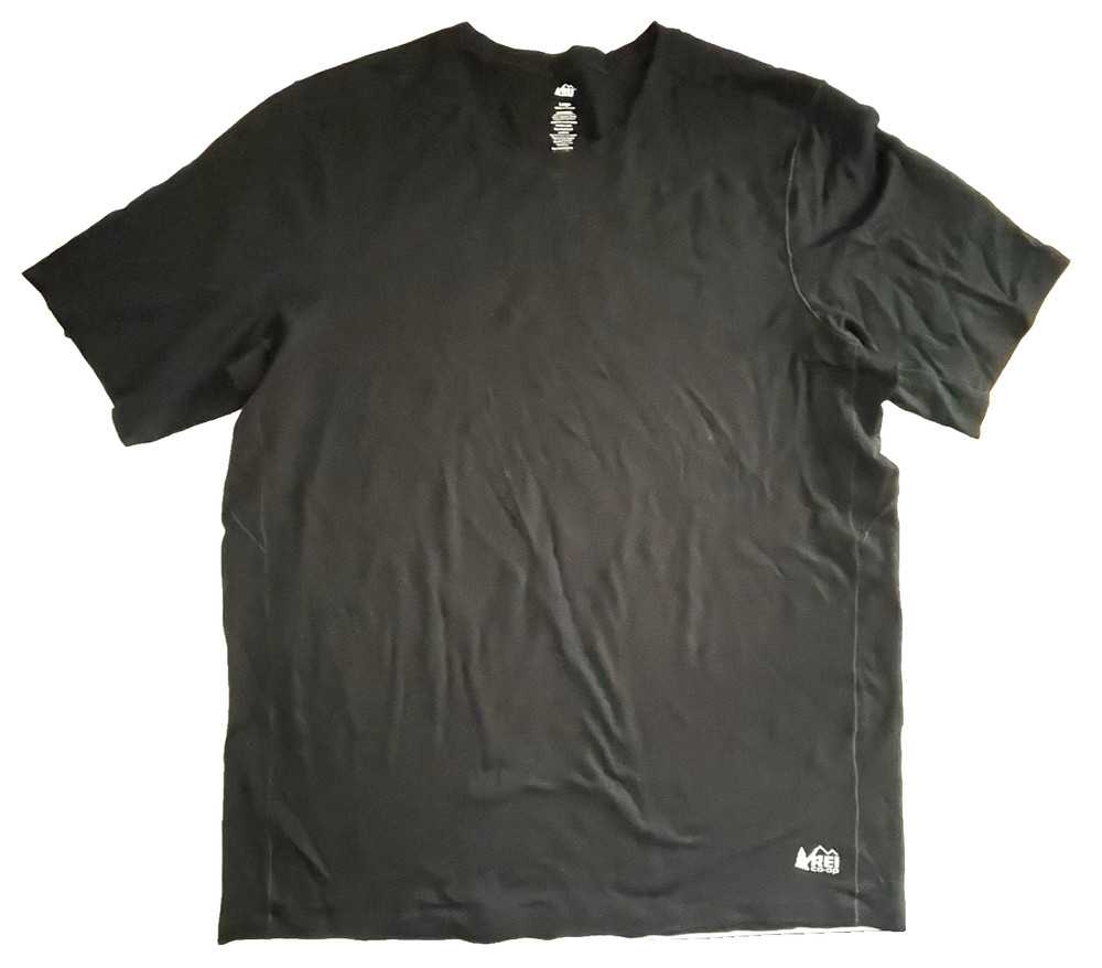 REI Co-op MERINO WOOL T-Shirt Men’s L Hike SHORT SLEEVE BLACK Ski Mid Layer EUC