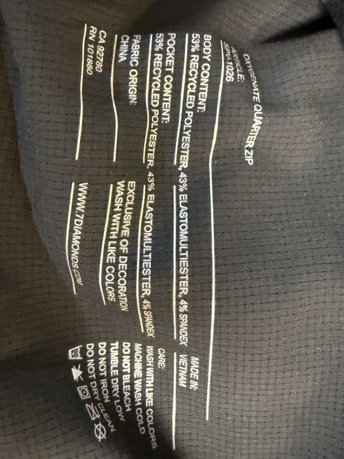 7 DIAMONDS Oxygenate 1/4 Zip Pullover BLACK Anti-Odor Quick Dry Stretch Small gallery