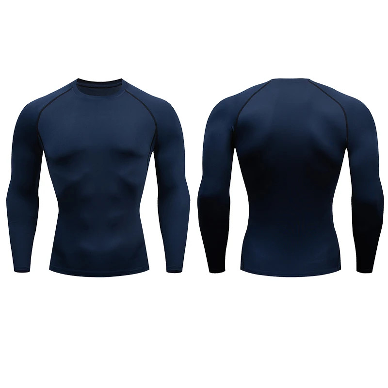 Men Compression Running T-shirt Fitness Tight Long Sleeve Sport Shirts Training gallery